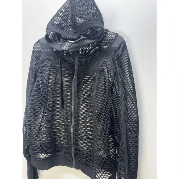 ALO Yoga  Women’s  Mesh Fortuna Hoodie Jacket  Black Sz L - Picture 4 of 13